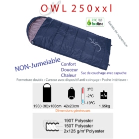 Owl 250XXL sac de couchage à capuche hiver [3°|-2°|-19°]