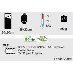Condor250XLF sac de couchage XL coton [9°|5°|-8°]