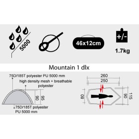 Mountain 1DLX - tente 1 pers. légère 1,7kg - montagne
