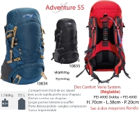 Adventure 55 - Sac de randonnée 55L, montagne et trek